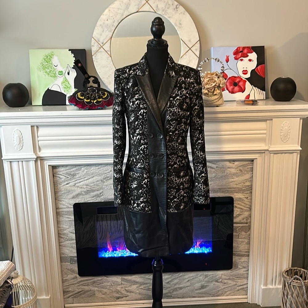 Walter Baker light black and white evening coat